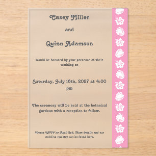 Invitations En Acrylique Hibiscus Tropical en Rose Pétale Acrylique Mariage