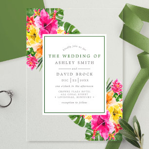 Invitations En Acrylique Hibiscus tropical Palm Feuille Mariage