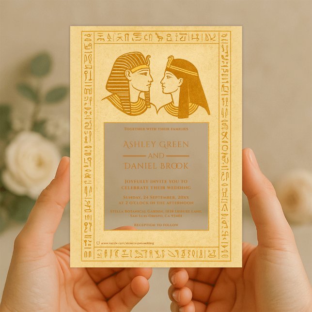 Invitations En Acrylique Hiéroglyphes anciens roi et reine Mariage égyptien (Créateur téléchargé)