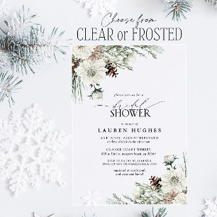 Invitations En Acrylique Hiver À feuillage persistant Élégante Fête des mar