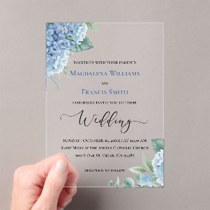 Invitations En Acrylique Hydrangea aquarelle mariage