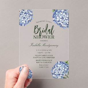 Invitations En Acrylique Hydrangea Bleu Botanique Acrylique Baby Shower de