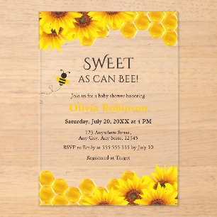 Invitations En Acrylique Icône de miel jaune doux comme peut Baby shower
