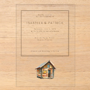Invitations En Acrylique Illustration de chalet rustique cosy
