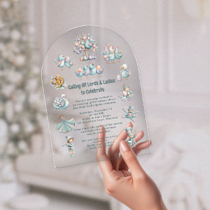 Invitations En Acrylique Illustration du Pastel Whimsical 12 Jours de Noël