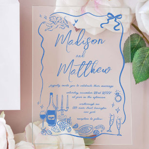 Invitations En Acrylique Illustrations Dessinées à la Main Fantaisistes Mar
