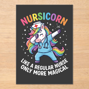Invitations En Acrylique Infirmière Licorne Énergie Lumineuse et Magique
