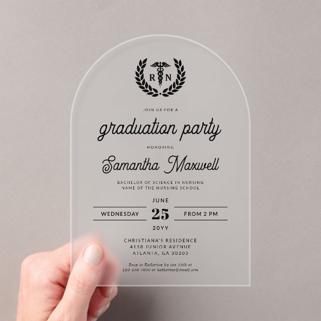 Invitations En Acrylique Infirmière RN BSN Soins infirmiers Parti de gradua (In situ (ordinateur de poche))