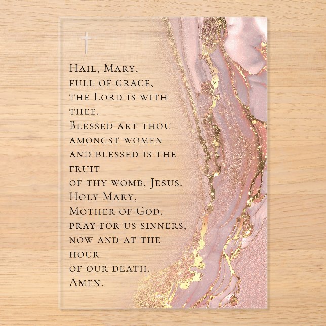Invitations En Acrylique ink marble Hail Mary prayer (Recto)