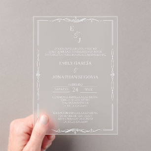 Invitations En Acrylique invitación de boda minimalista