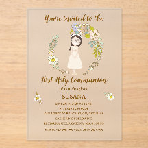 Invitación de Comunión sobre acrílico SUSANA