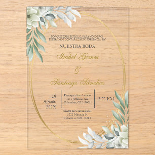 Invitations En Acrylique Invitación en Español para boda