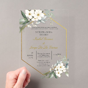 Invitations En Acrylique Invitación para boda de oro