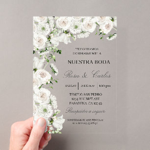 Invitations En Acrylique Invité de boda de flor hortensia