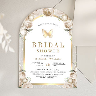 Invitations En Acrylique Ivory Cream Floral Arch Papillon Mariage Fête