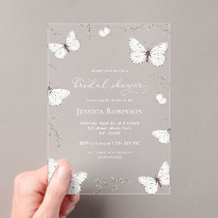 Invitations En Acrylique Jardin aux papillons floraux Fête des mariées tran