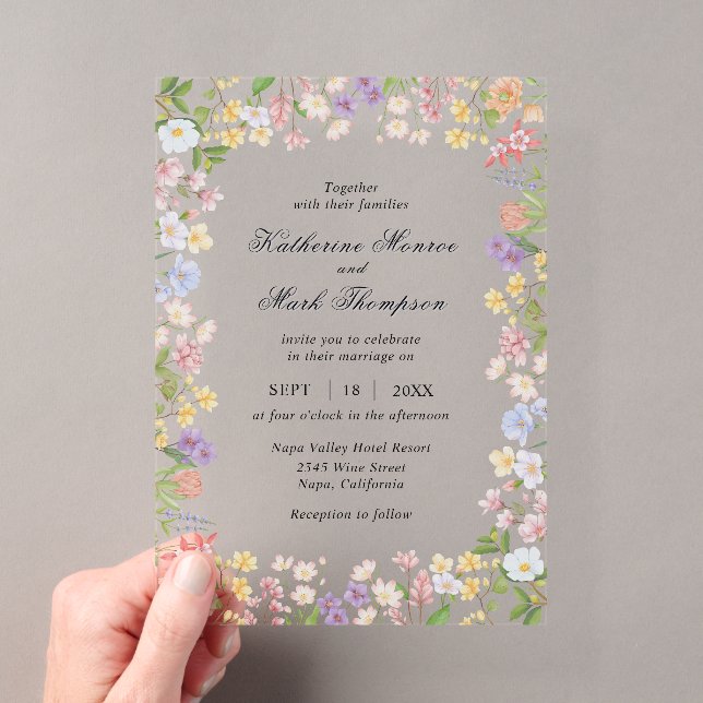 Invitations En Acrylique Jardin de prairie de fleurs sauvages printanières  (In situ (ordinateur de poche))