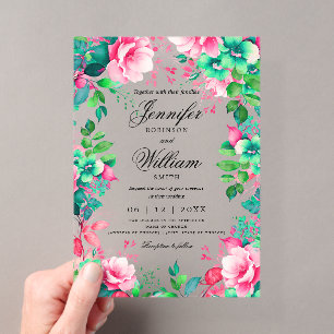 Invitations En Acrylique Jardin d'été du printemps romantique Mariage flora