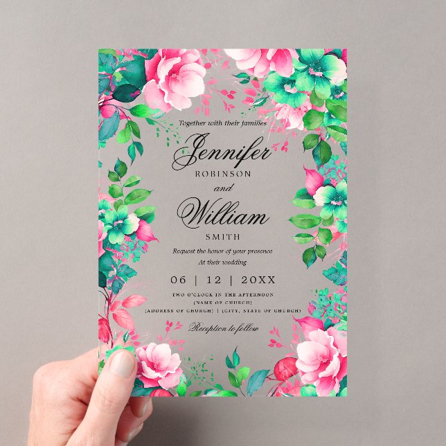Invitations En Acrylique Jardin d'été du printemps romantique Mariage flora (In situ (ordinateur de poche))