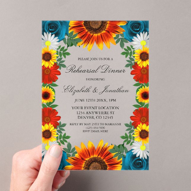 Invitations En Acrylique Jardin Dîner de répétition florale d'été (In situ (ordinateur de poche))