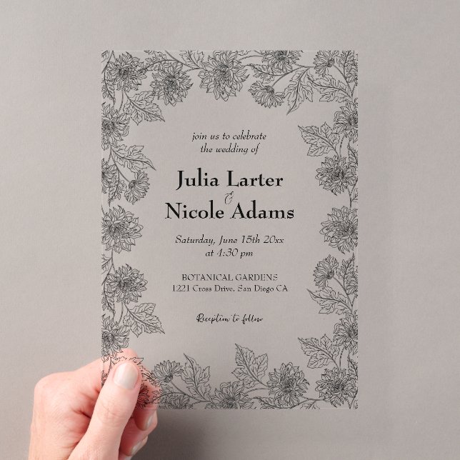 Invitations En Acrylique Jardin Feuille de tournesol jaune Mariage minimali (In situ (ordinateur de poche))