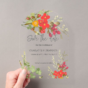 Invitations En Acrylique Jardin Floral d'été Mariage Fleur sauvage