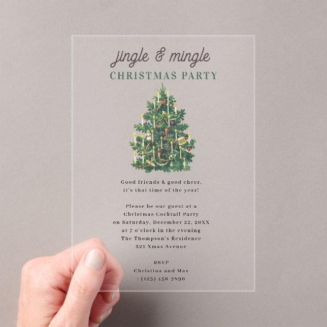 Invitations En Acrylique Jingle and Mingle Holiday Christmas Party (In situ (ordinateur de poche))