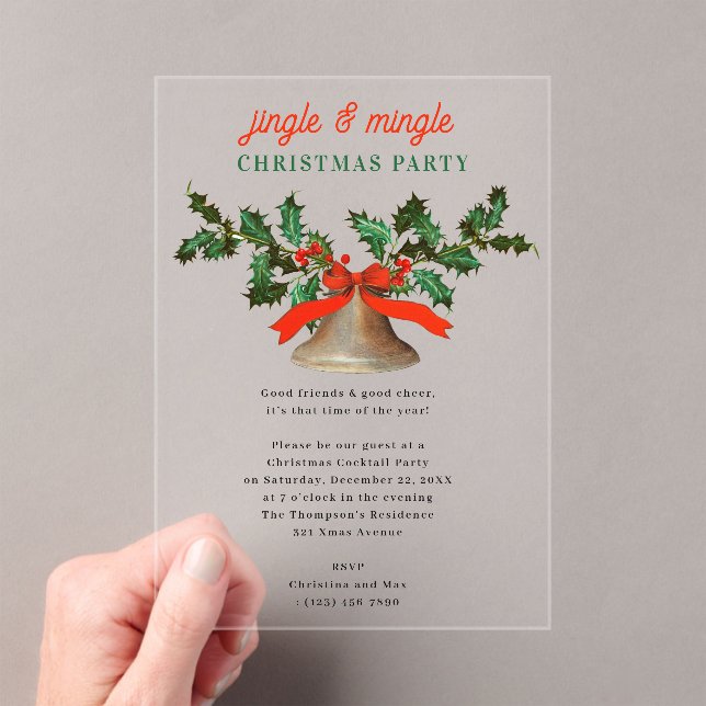 Invitations En Acrylique Jingle and Mingle Holiday Christmas Party (In situ (ordinateur de poche))
