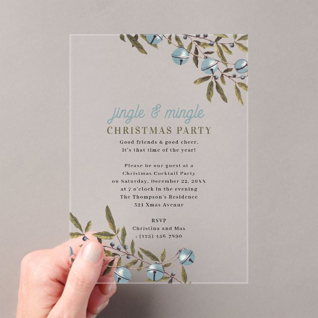 Invitations En Acrylique Jingle and Mingle Holiday Christmas Party (In situ (ordinateur de poche))