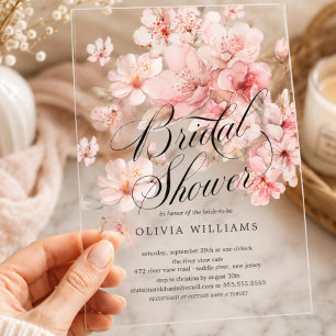 Invitations En Acrylique Joie de Fleur de Cerisier pour une Mariée