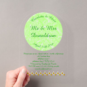 Invitations En Acrylique Jolie Mariage de Printemps Fleur de pommier et Pom