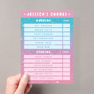 Invitations En Acrylique Jolies tâches quotidiennes scintillantes rose bleu