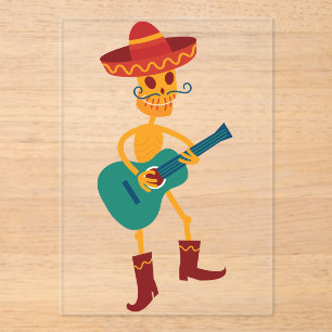 Invitations En Acrylique Joueur de guitare squelette festif