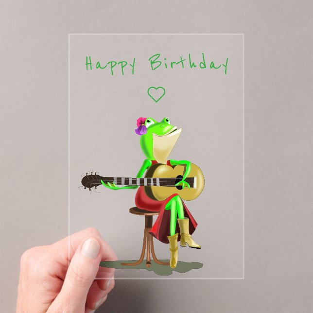 Invitations En Acrylique Joyeuse carte d'anniversaire Frog Jouer de la guit (In situ (ordinateur de poche))