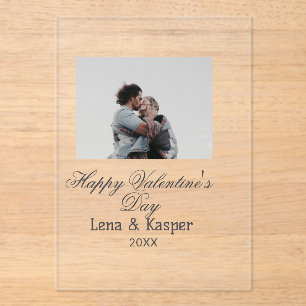 Invitations En Acrylique Joyeuse Saint-Valentin couple photo moderne simple