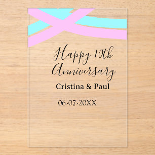 Invitations En Acrylique Joyeux 10ème anniversaire de mariage simple nom mi
