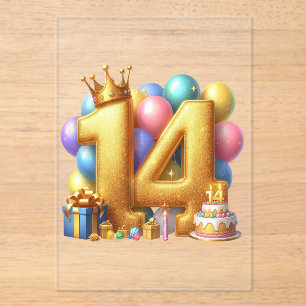 Invitations En Acrylique Joyeux 14ème anniversaire