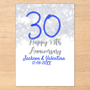 Invitations En Acrylique Joyeux 30ème anniversaire de mariage argent paille