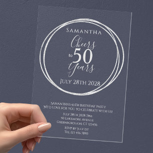 Invitations En Acrylique Joyeux 50e anniversaire, à 50 ans, fête