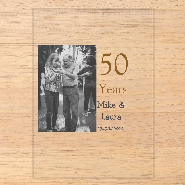 Invitations En Acrylique Joyeux 50e anniversaire ajouter nom du couple date (Recto)