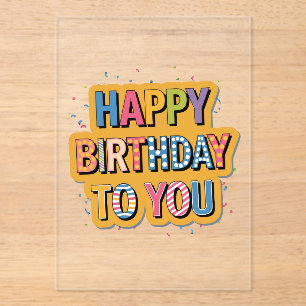 Invitations En Acrylique Joyeux Anniversaire à motifs