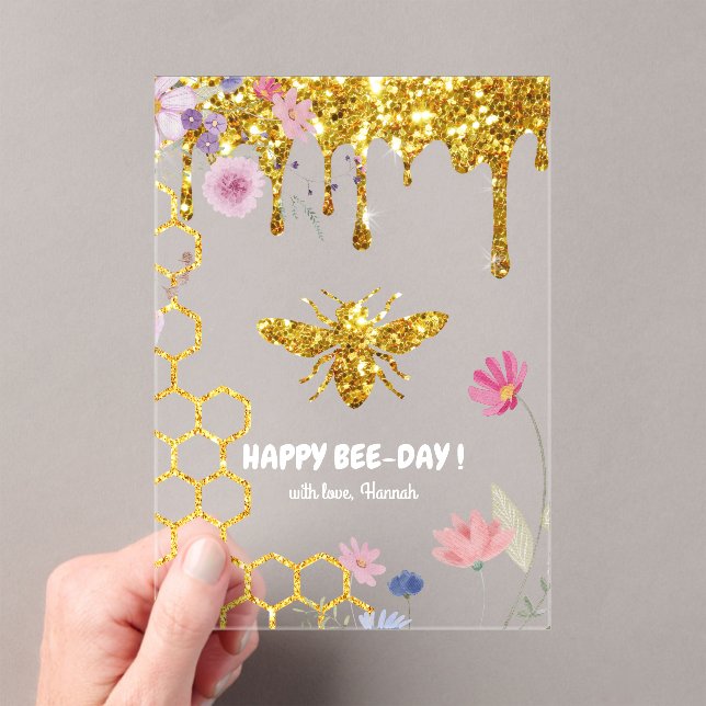 Invitations En Acrylique Joyeux Anniversaire Bee-day (In situ (ordinateur de poche))