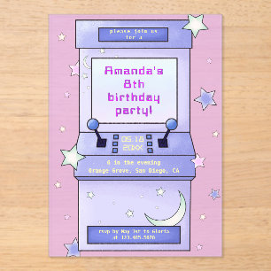 Invitations En Acrylique Joyeux Anniversaire Enfant Jeu Rétro Mignon