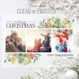 Invitations En Acrylique Joyeux Noël Gold Botanique Photo Holiday