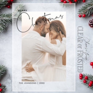 Invitations En Acrylique Joyeux Noël manuscrit 2 Photo Premiers Noël