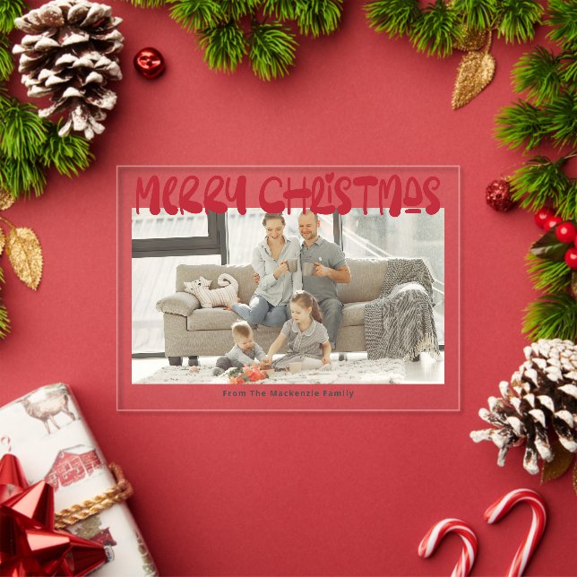 Invitations En Acrylique Joyeux Noël photo carte personnalisée (Insitu (vacances))