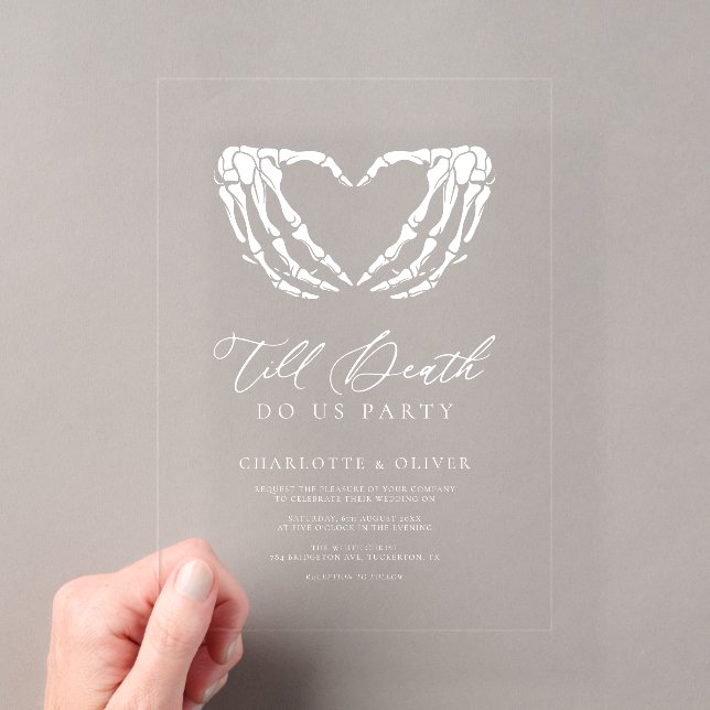 Invitations En Acrylique Jusqu'à la mort Chic Mariage gothique moderne (In situ (ordinateur de poche))