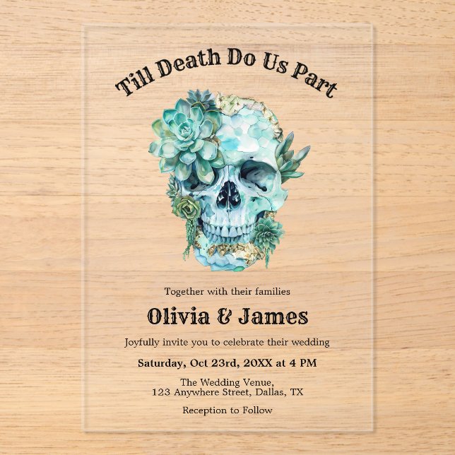 Invitations En Acrylique Jusqu'à la mort faisons-nous partie Mariage d'Hall (Recto)
