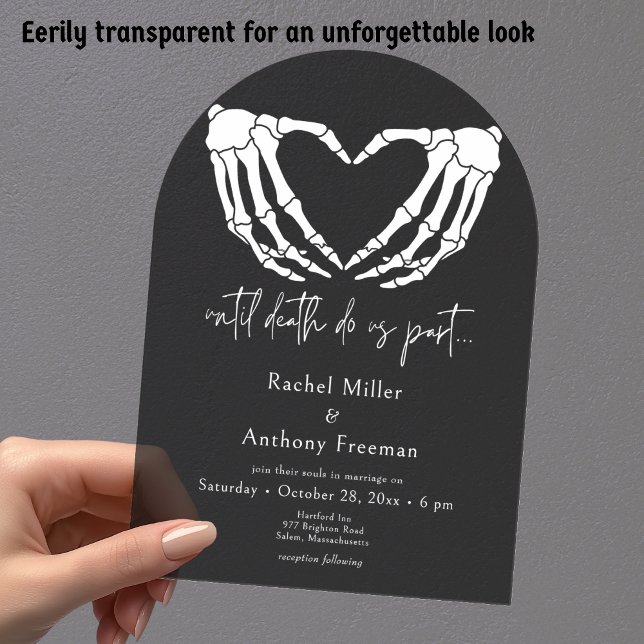 Invitations En Acrylique Jusqu'à la mort Squelette mains Arch Mariage noir (Créateur téléchargé)