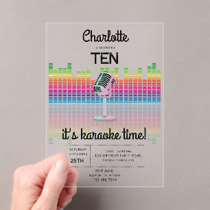 Invitations En Acrylique Karaoké Néon Lumineux Chanson Musique Fête Anniver